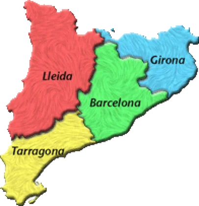 Mapa de Cataluña: Tarragona, Barcelona, Lleida y Girona